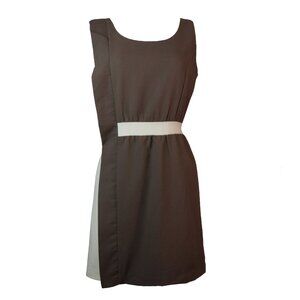 C. Luce  Brown Cream Colorblock Sleeveless Minimalist Mod Aesthetic Dress Sz S